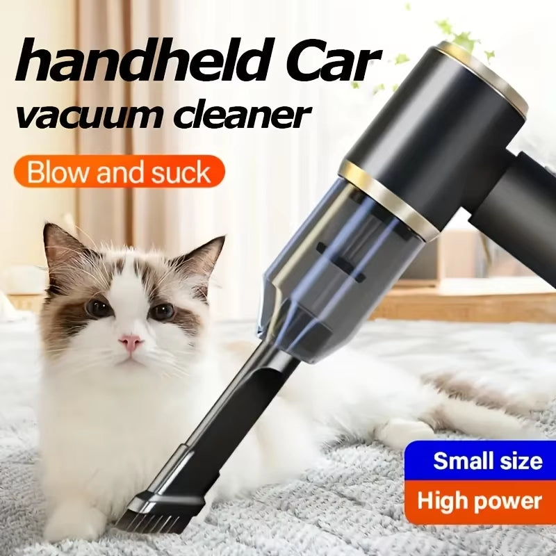 Mini Portable Car Vacuum Cleaner, Integrated Blowing and Suction, Wet and Dry, Dual-Use for Car and Home-Black