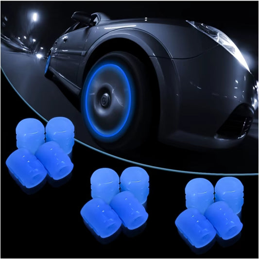 4 Luminous Tire Valve Caps, Fluorescent Valve Stem Covers, and Universal Car Tire Covers Are Suitable for Cars and Accessories