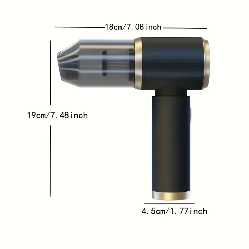 Mini Portable Car Vacuum Cleaner, Integrated Blowing and Suction, Wet and Dry, Dual-Use for Car and Home-Black